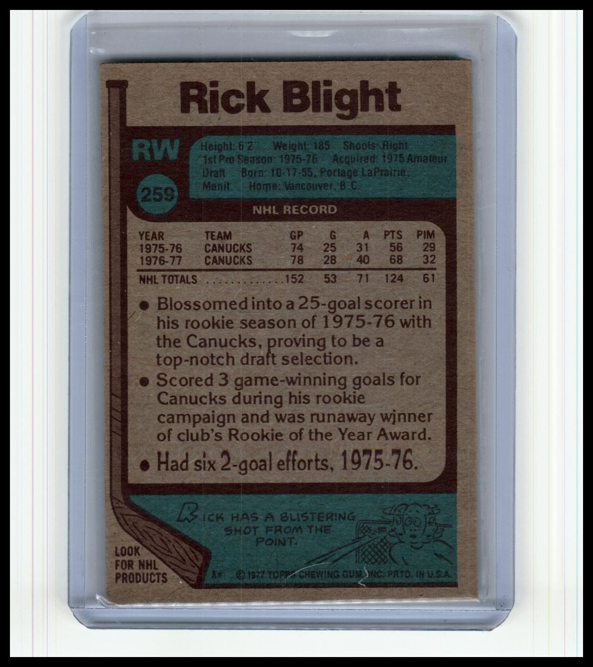 1977-78 Topps #259 Rick Blight