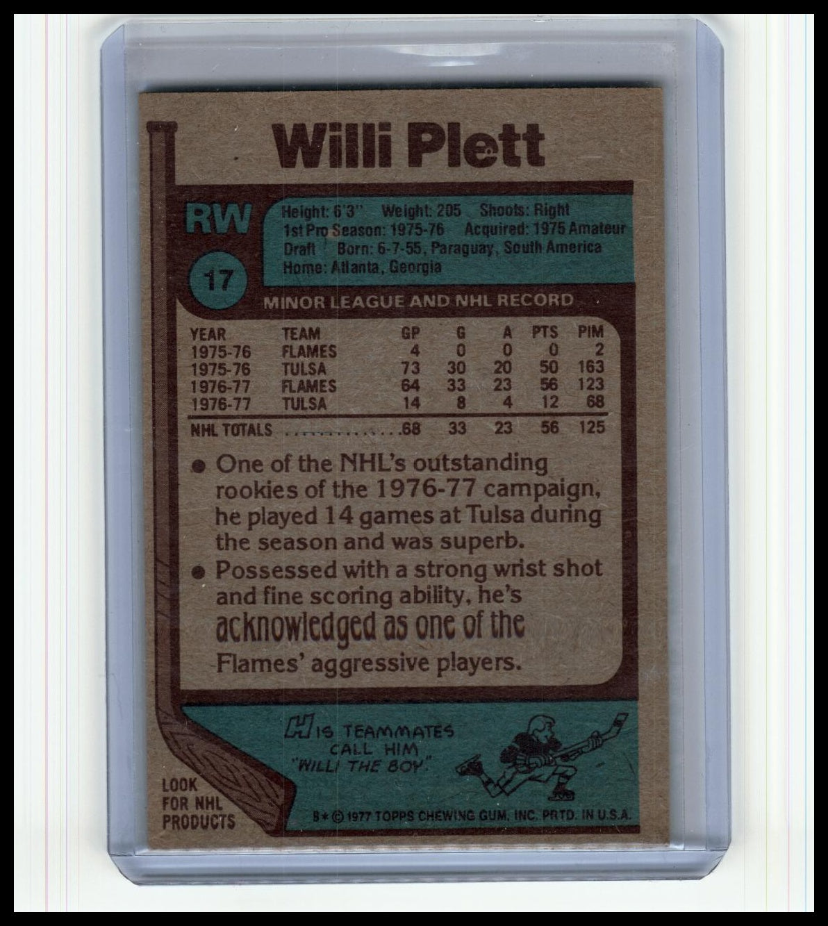 1977-78 Topps #17 Willi Plett