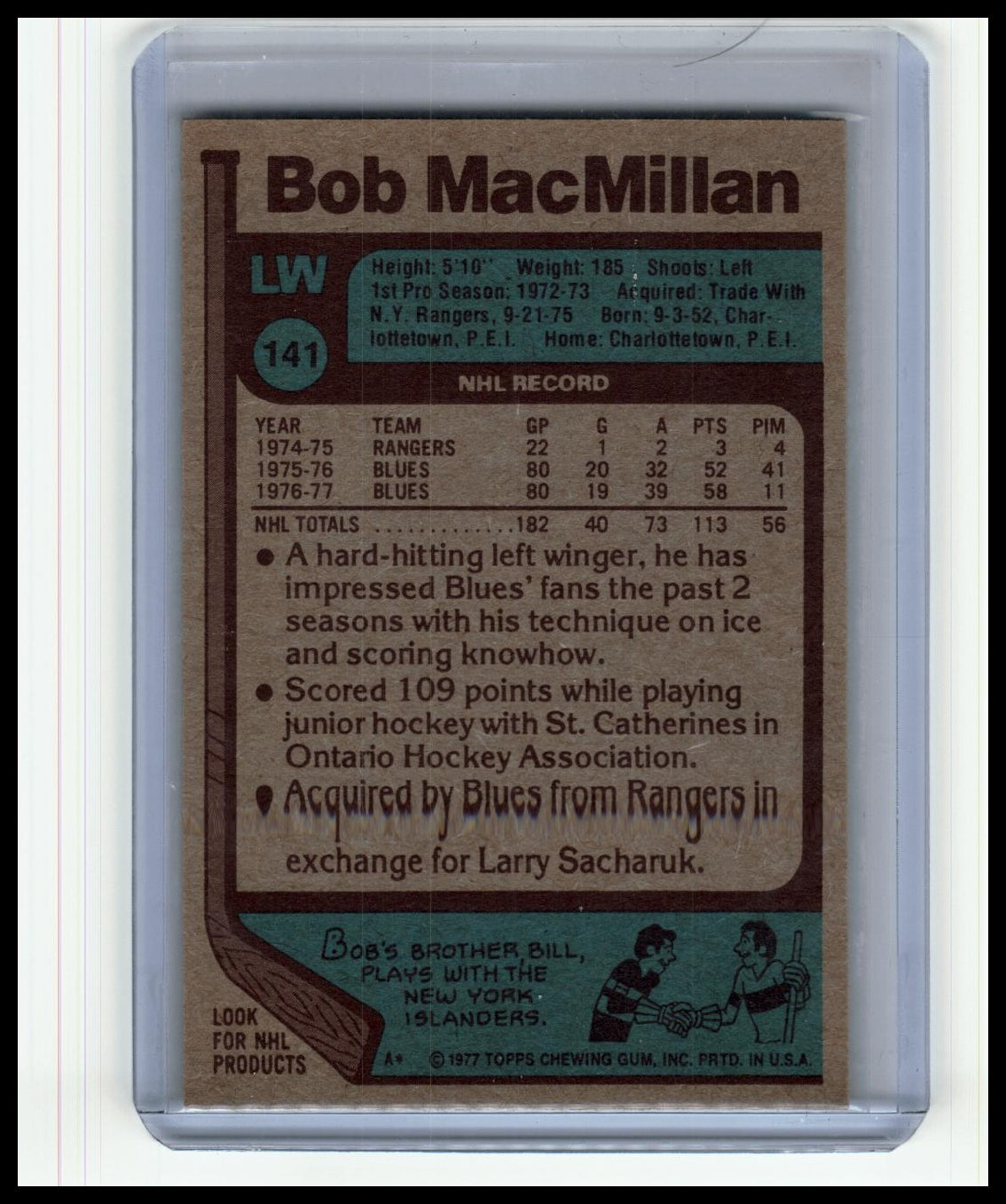 1977-78 Topps #141 Bob MacMillan