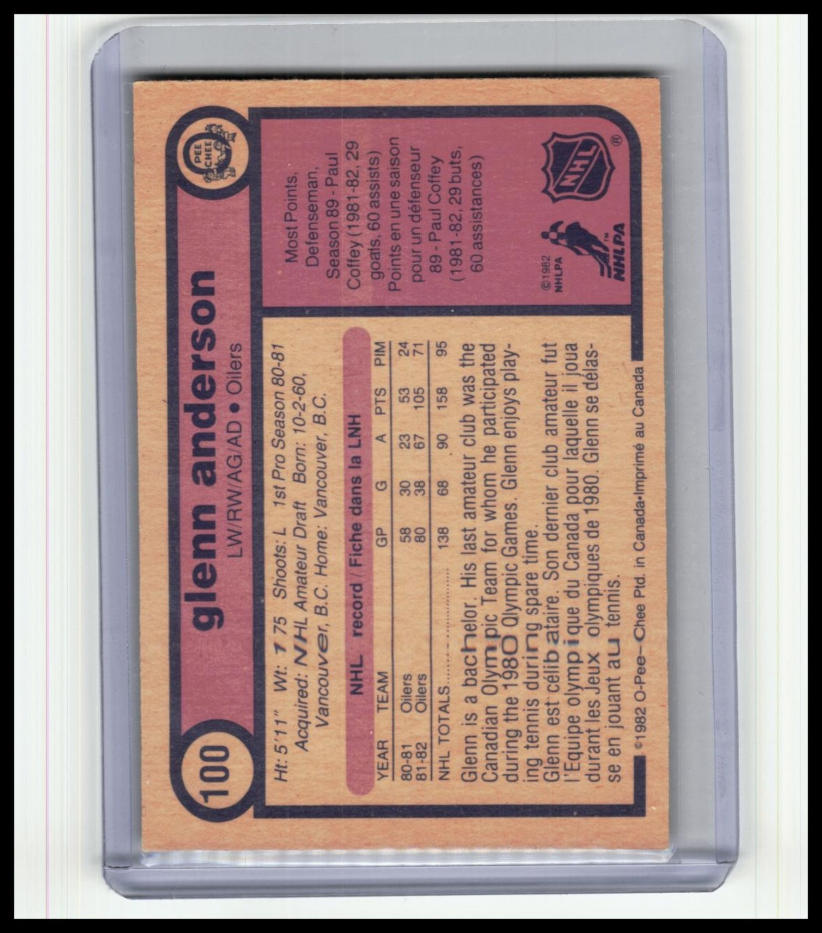 1982-83 O-Pee-Chee #100 Glenn Anderson