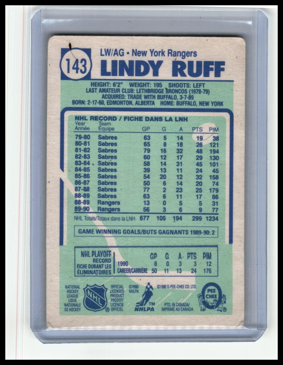 1990-91 Topps #143 Lindy Ruff