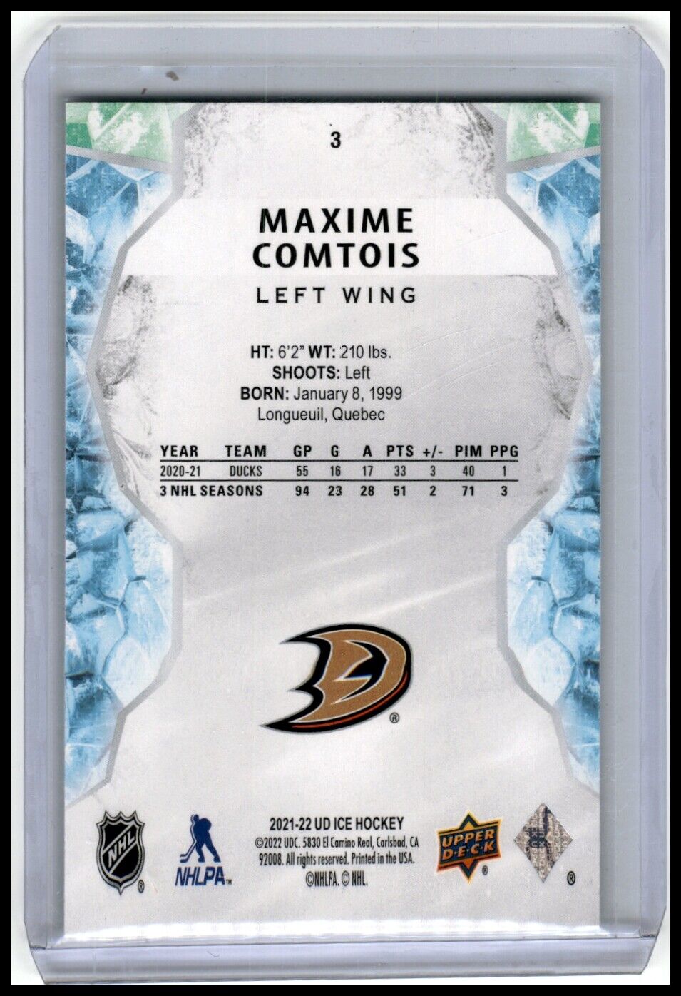 2021-22 Upper Deck Ice #3 Maxime Comtois