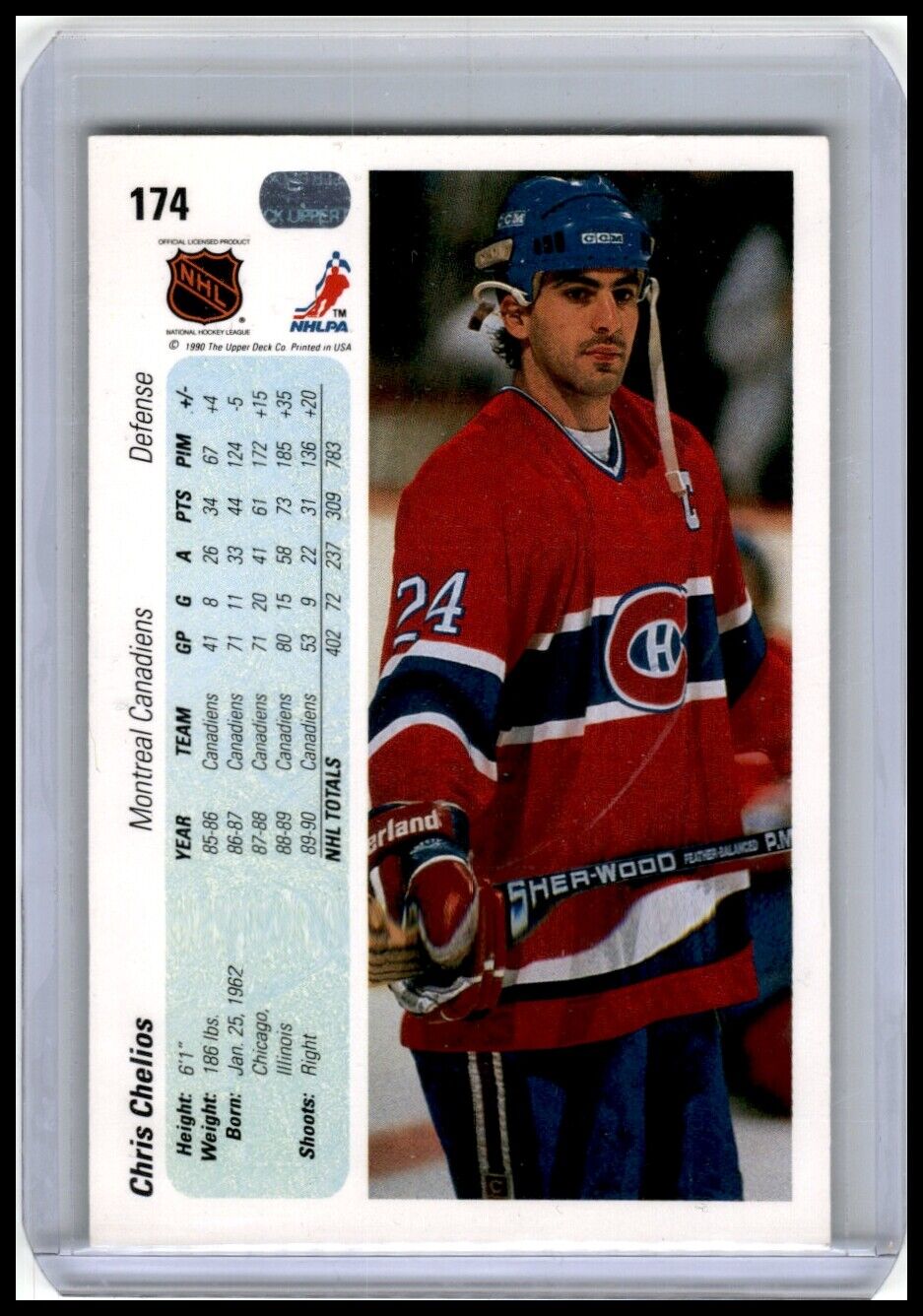 1990-91 Upper Deck #174a Chris Chelios