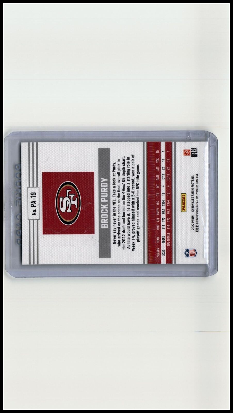 2022 Panini Chronicles Brock Purdy Panini Teal