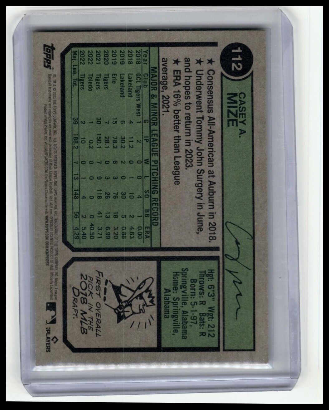 2023 Topps Heritage #112 Casey Mize