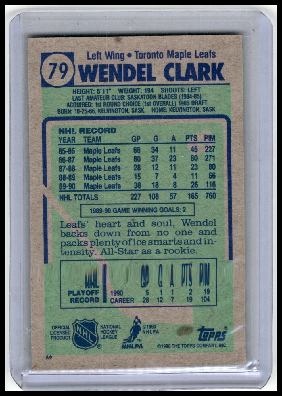 1990-91 Topps #79 Wendel Clark