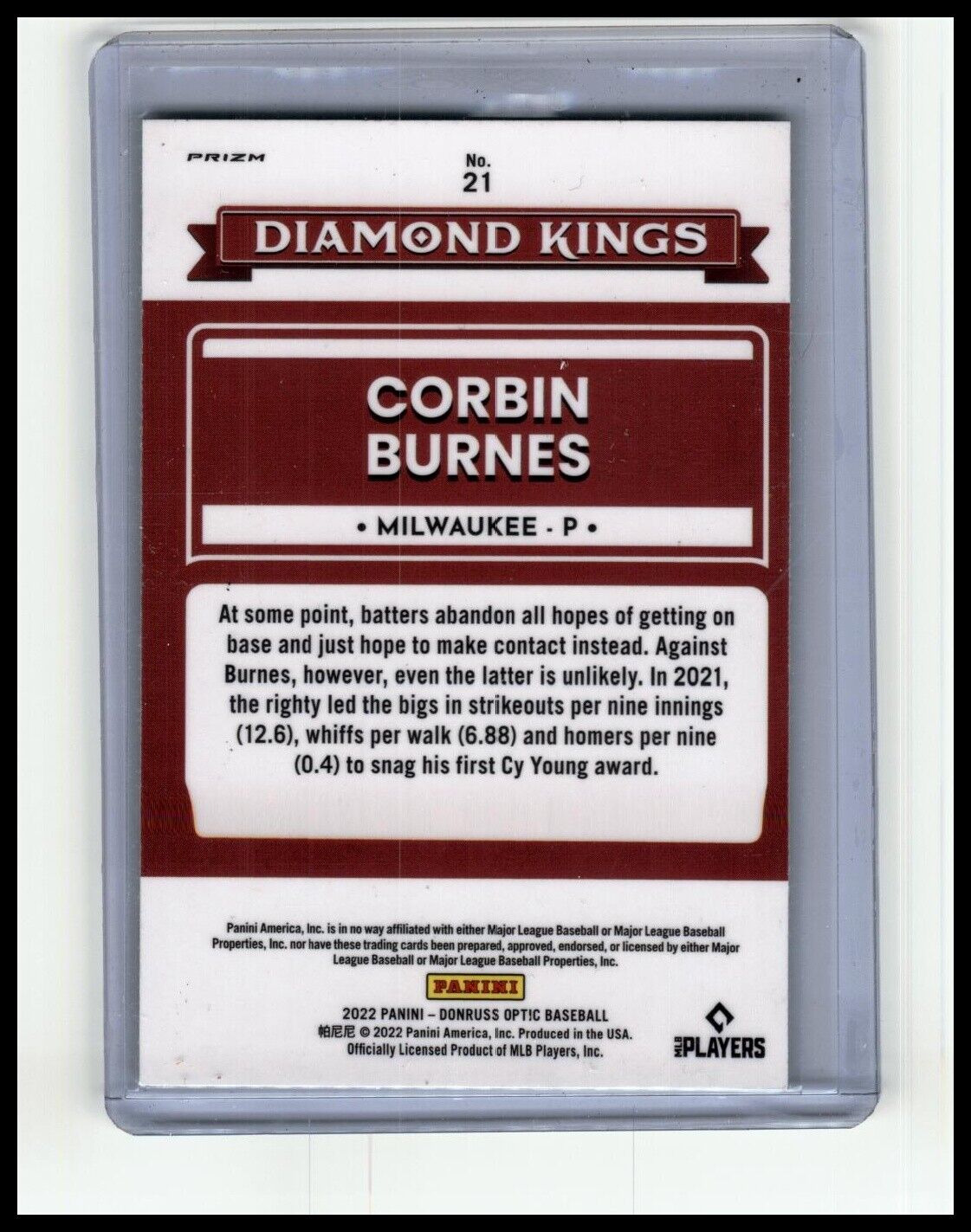 2022 Donruss #21 Corbin Burnes Holo Pink