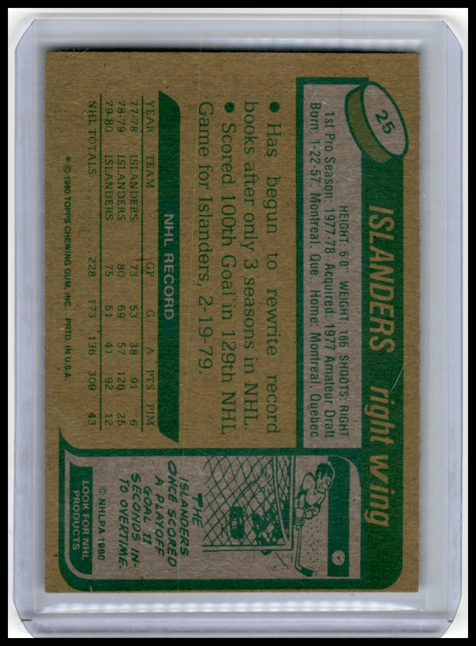 1980 Topps #25 Mike Bossy