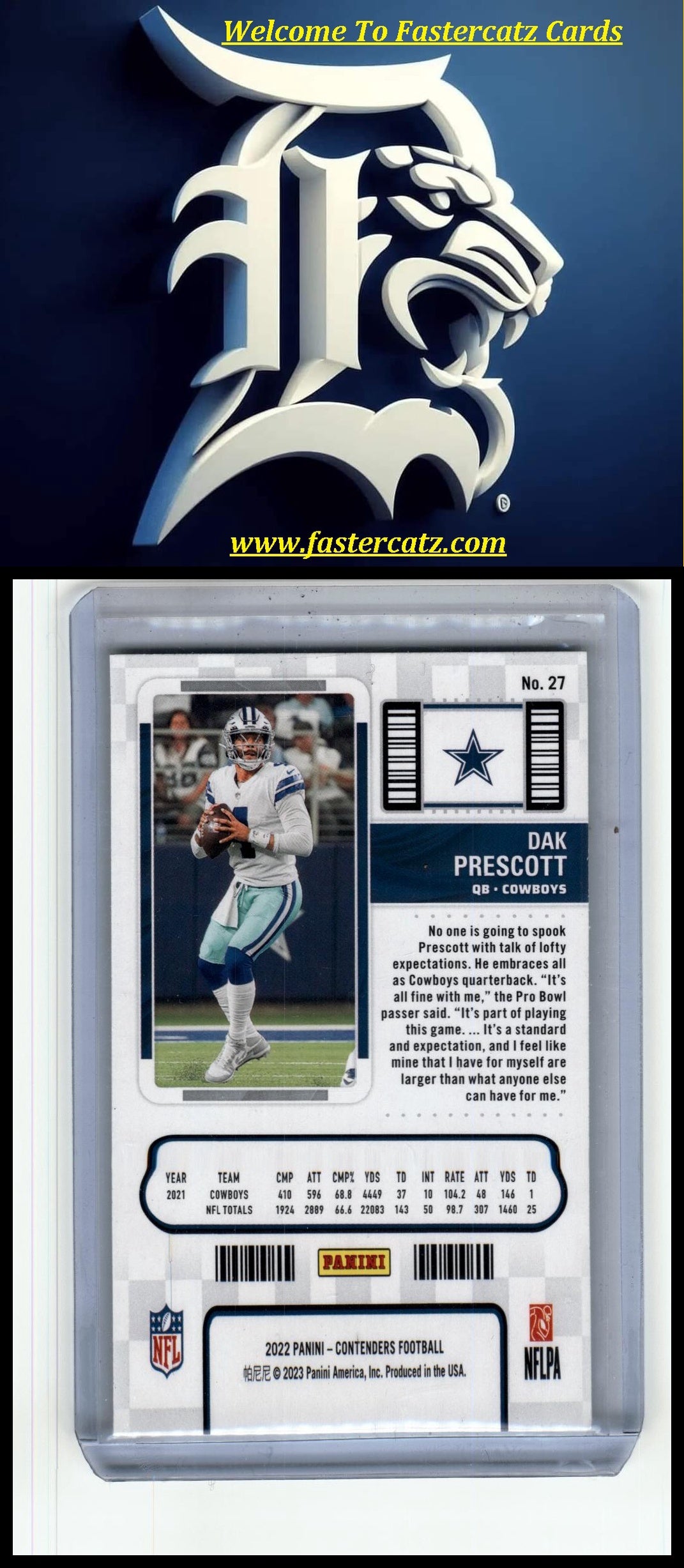 2022 Panini Contenders #27 Dak Prescott