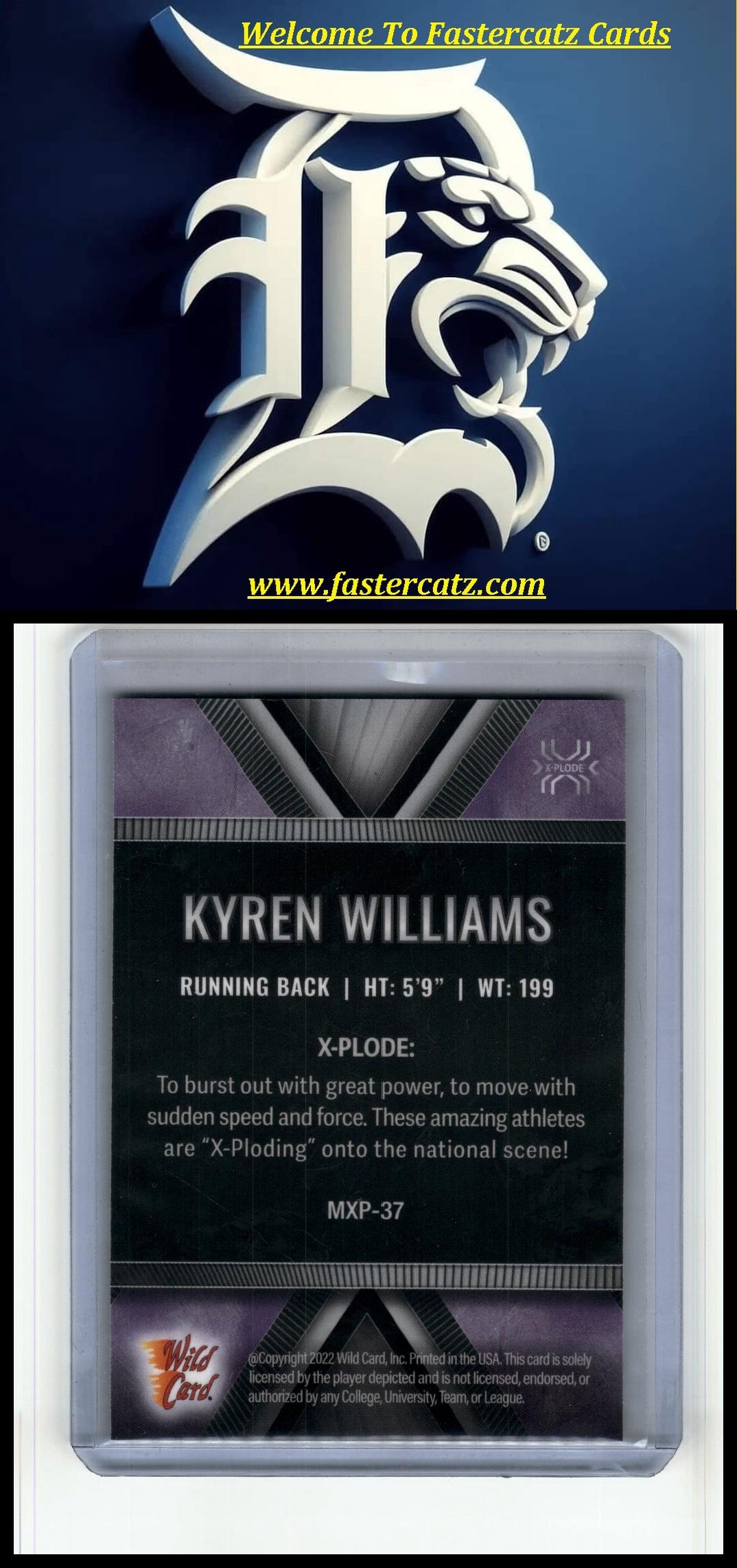 2022 Wild Card Matte #MXP-37 Kyren Williams X-Plode Purple/Blue X #/8