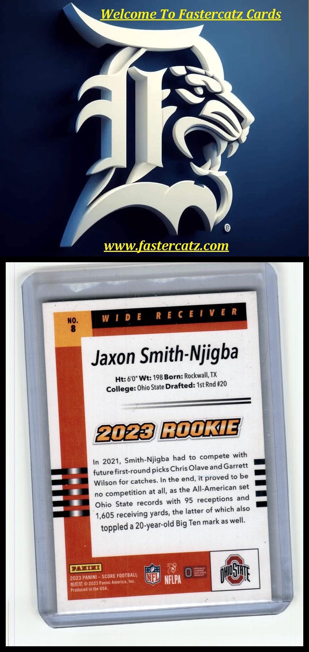 2023 Score #8 Jaxon Smith-Njigba 2003 Throwback Rookies Gem Masters #/1