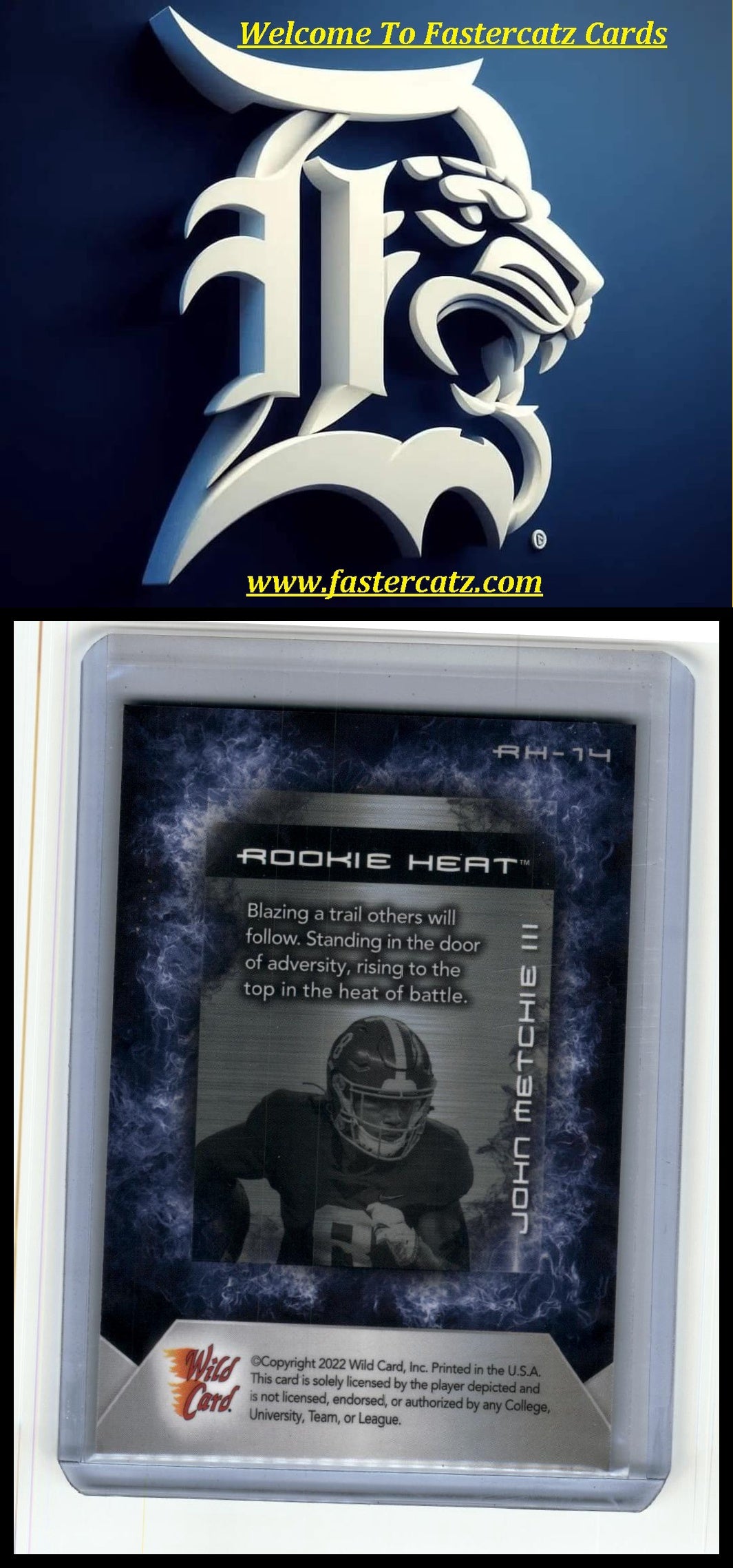 2022 Wild Card Matte #RH-14 John Metchie III Rookie Heat Black/Blue