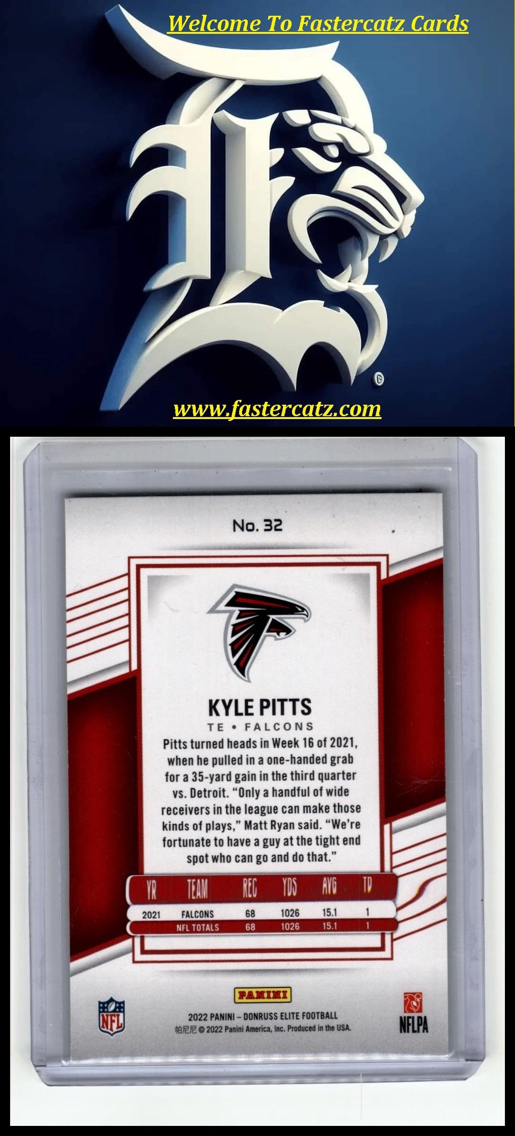 2022 Donruss Elite #32 Kyle Pitts Status Explosion #/499
