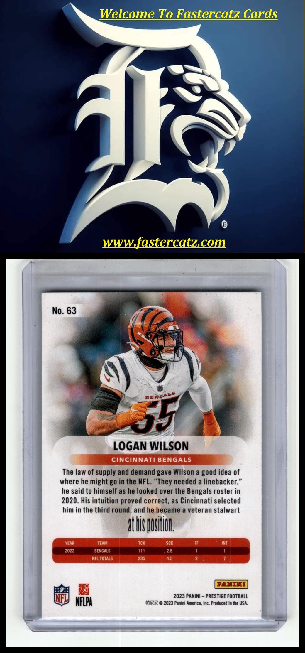 2023 Panini Prestige #63 Logan Wilson Xtra Points Sunburst
