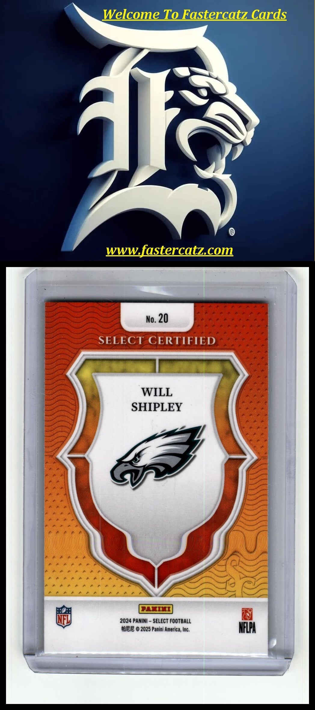 2024 Panini Select #20 Will Shipley Select Certified Rookies Prizm