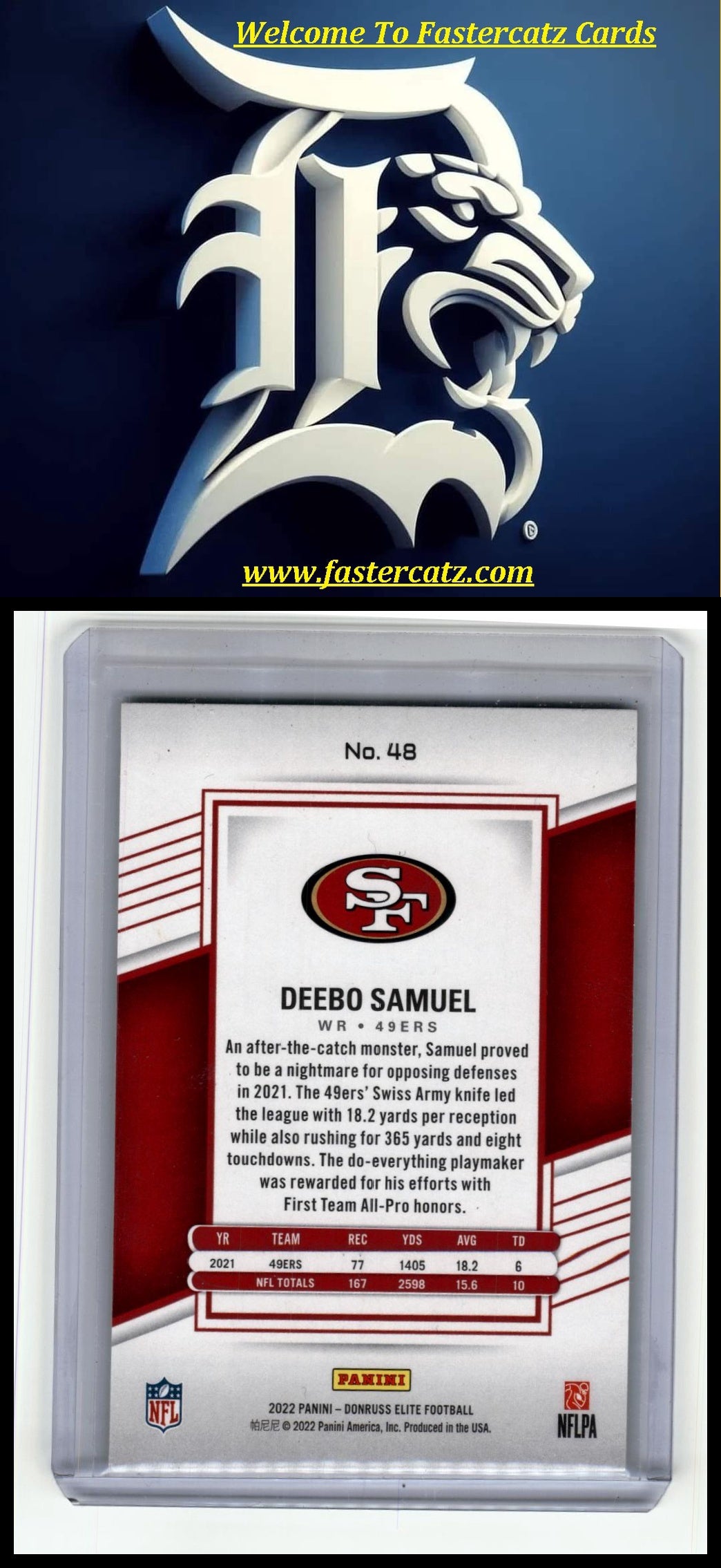 2022 Donruss Elite #48 Deebo Samuel Status Explosion #/499
