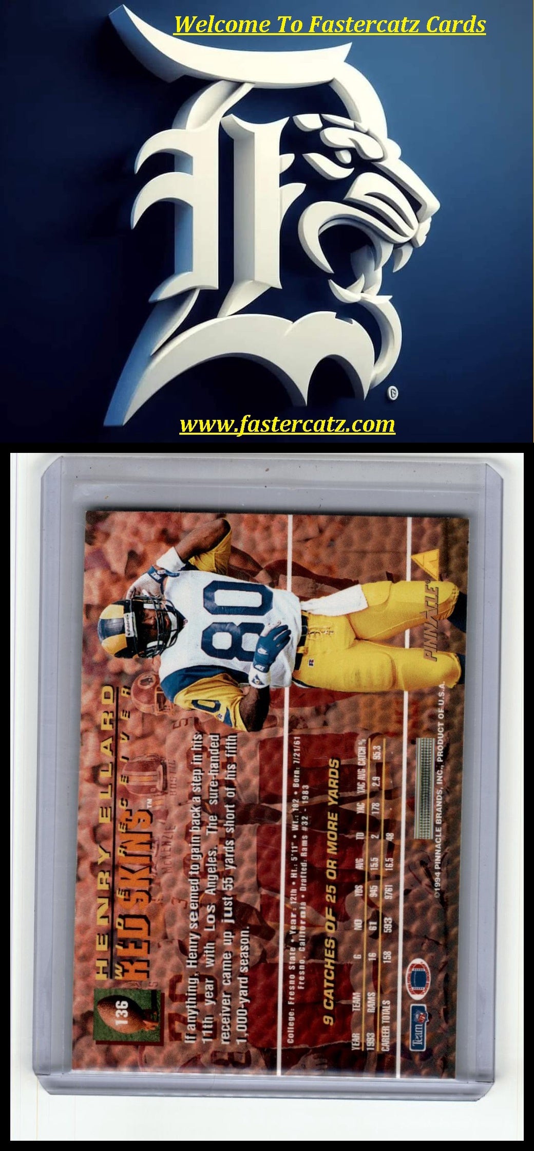 1994 Pinnacle #136 Henry Ellard