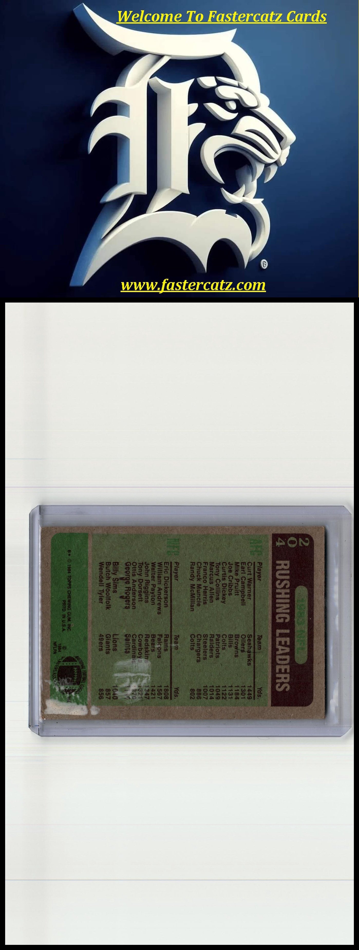 1984 Topps #204 1983 Rushing Leaders (Curt Warner / Eric Dickerson)