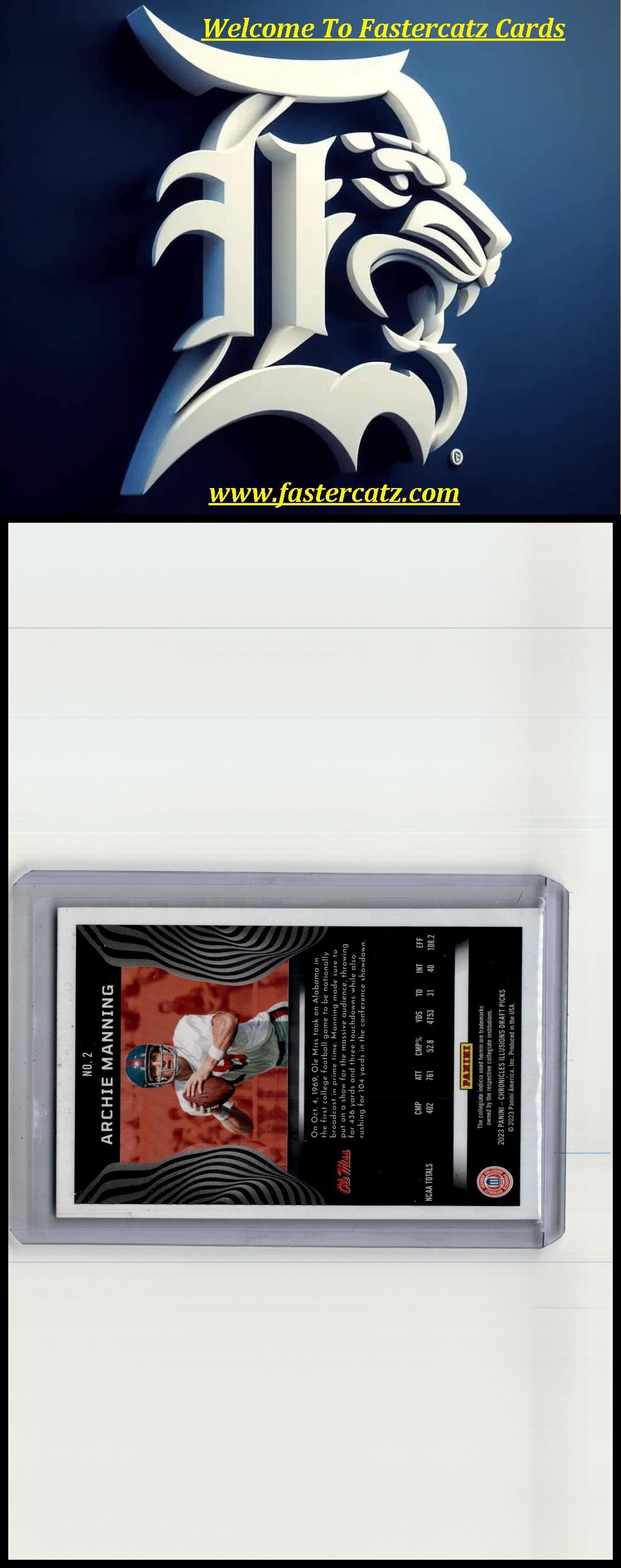 2023 Panini Chronicles Draft Picks #2 Archie Manning Illusions Gold #/10