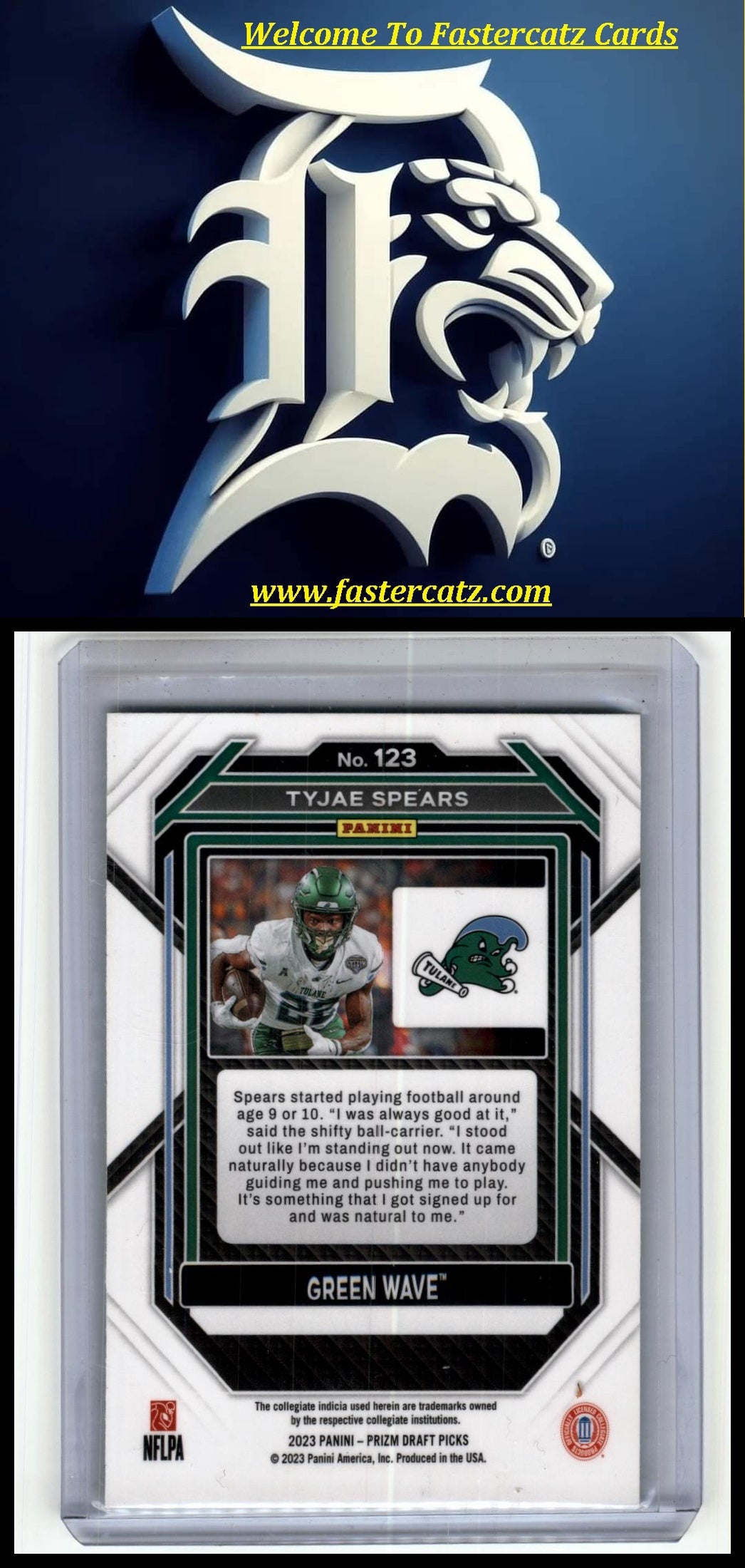 2023 Panini Prizm Draft Picks #123 Tyjae Spears Prizms Green