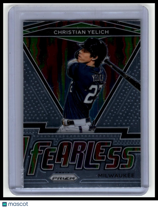 2021 Panini Prizm #FR-14 Christian Yelich Fearless Red/White/Blue Prizm