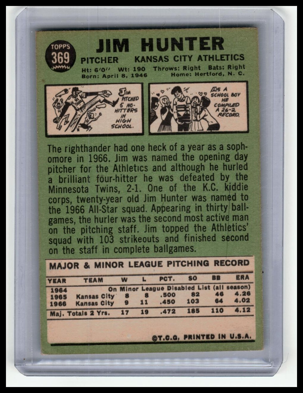 1967 Topps #369 Jim Hunter