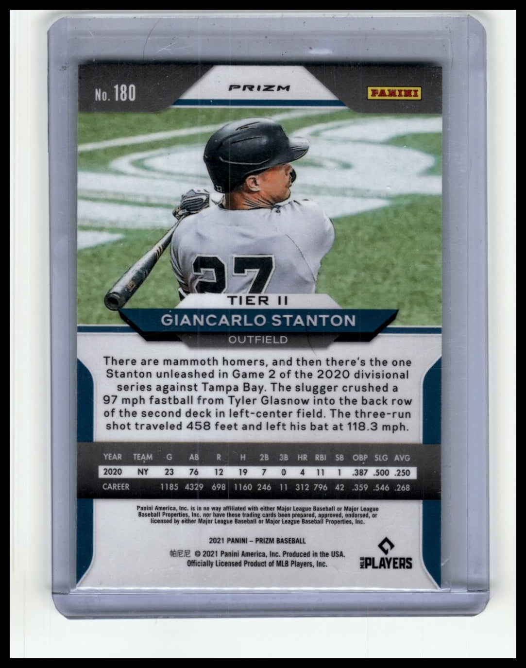 2021 Panini Prizm #180 Giancarlo Stanton Cosmic Haze Prizm