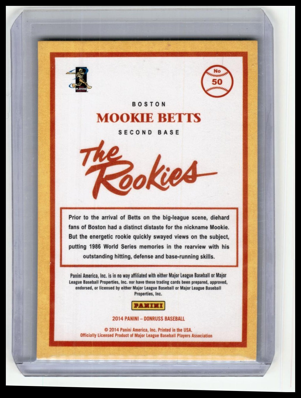 2014 Donruss #50 Mookie Betts The Rookies