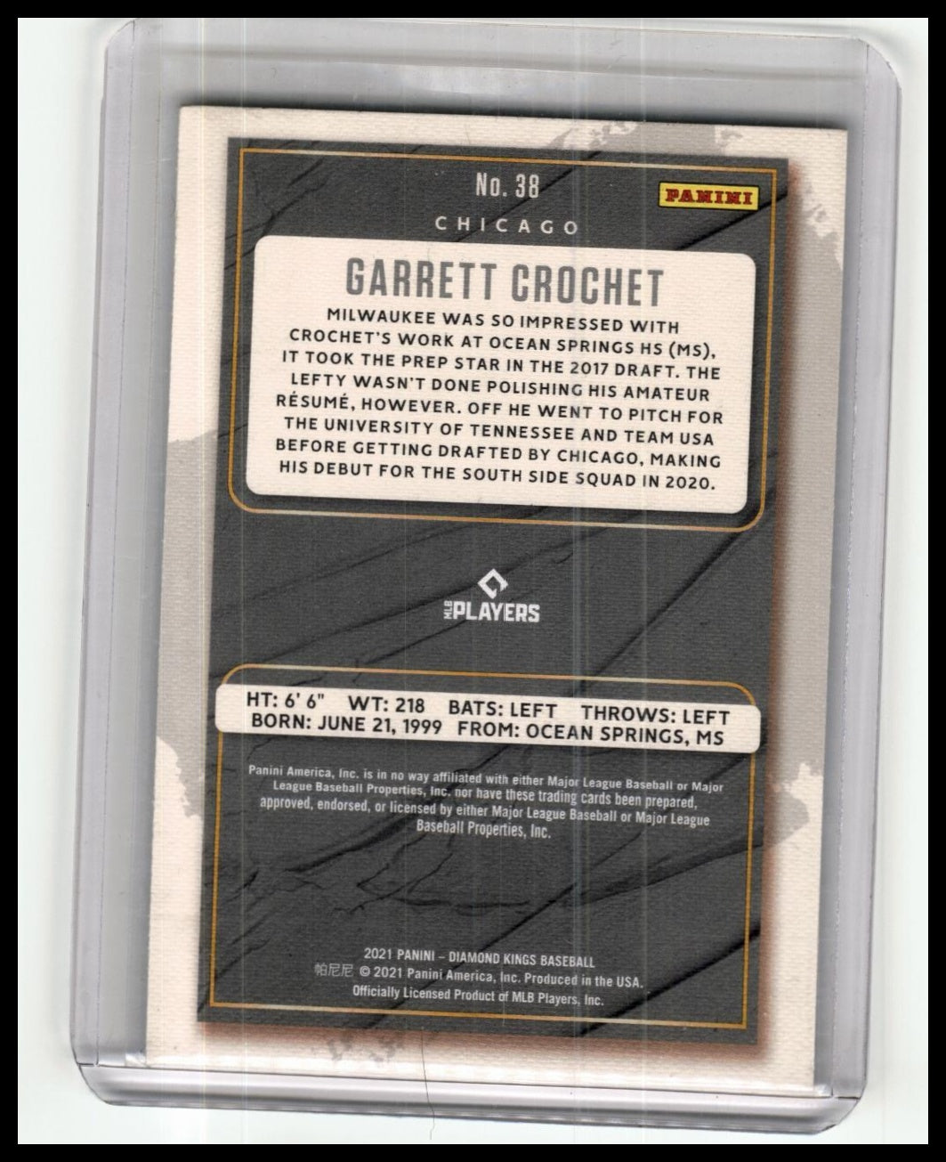 2021 Panini Diamond Kings #38 Garrett Crochet Artist's Proof Blue