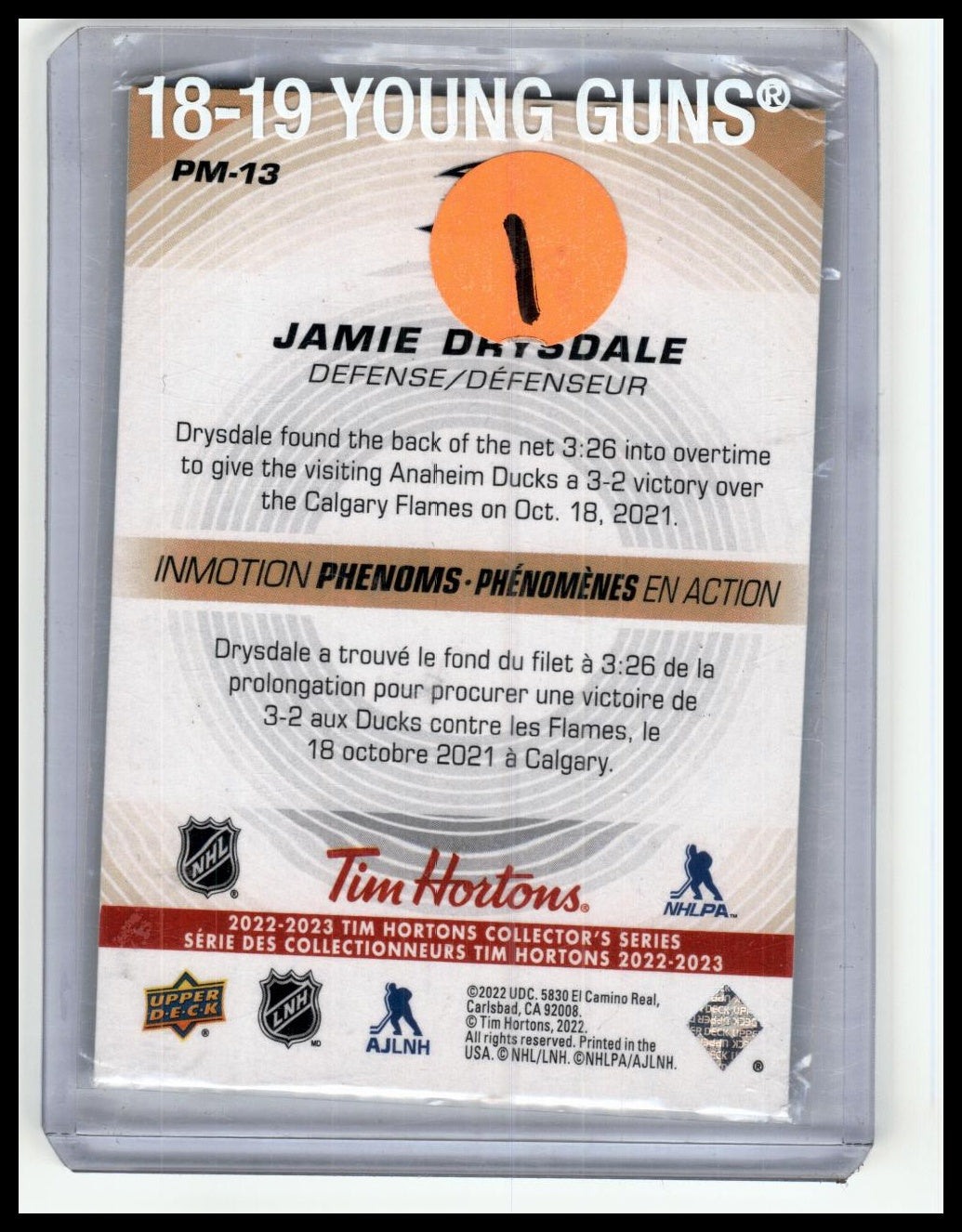 2022-23 Upper Deck Tim Hortons #PM-13 Jamie Drysdale InMotion Phenoms