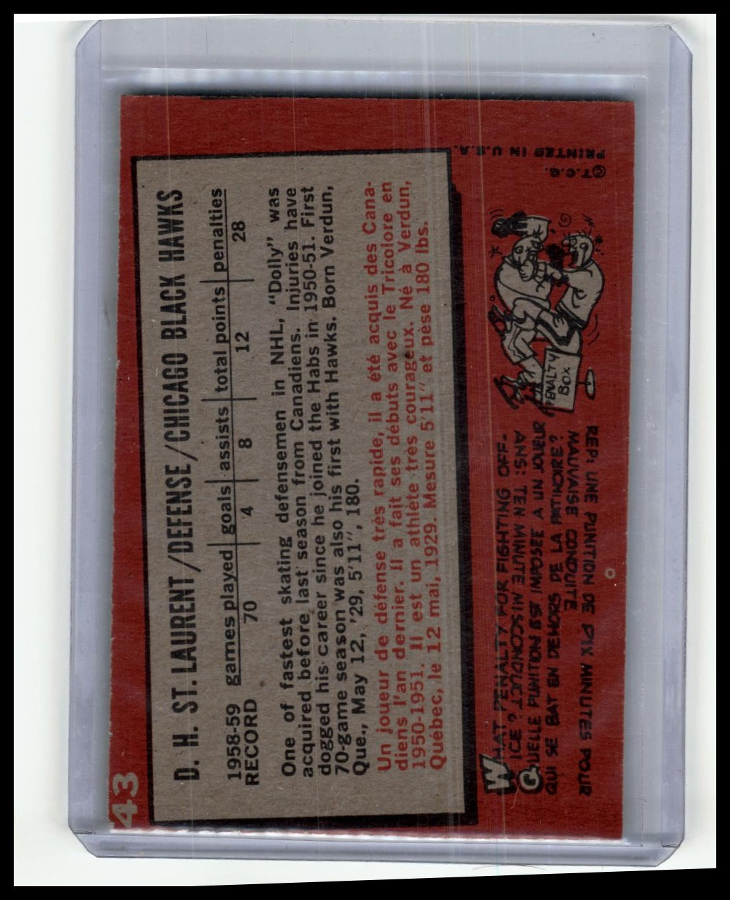 1959-60 Topps #43 Dollard St. Laurent