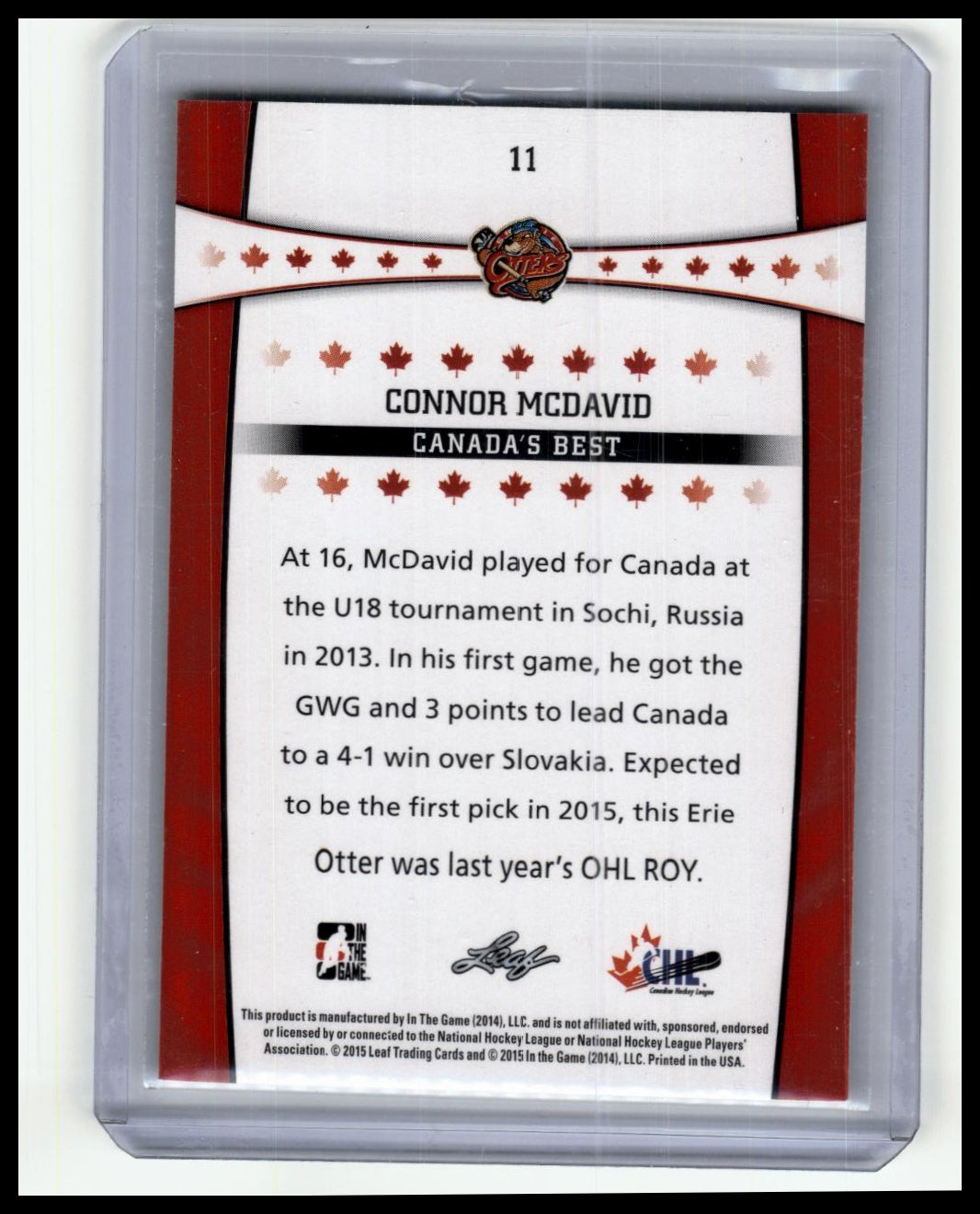 2015 In The Game CHL Draft #11 Connor McDavid