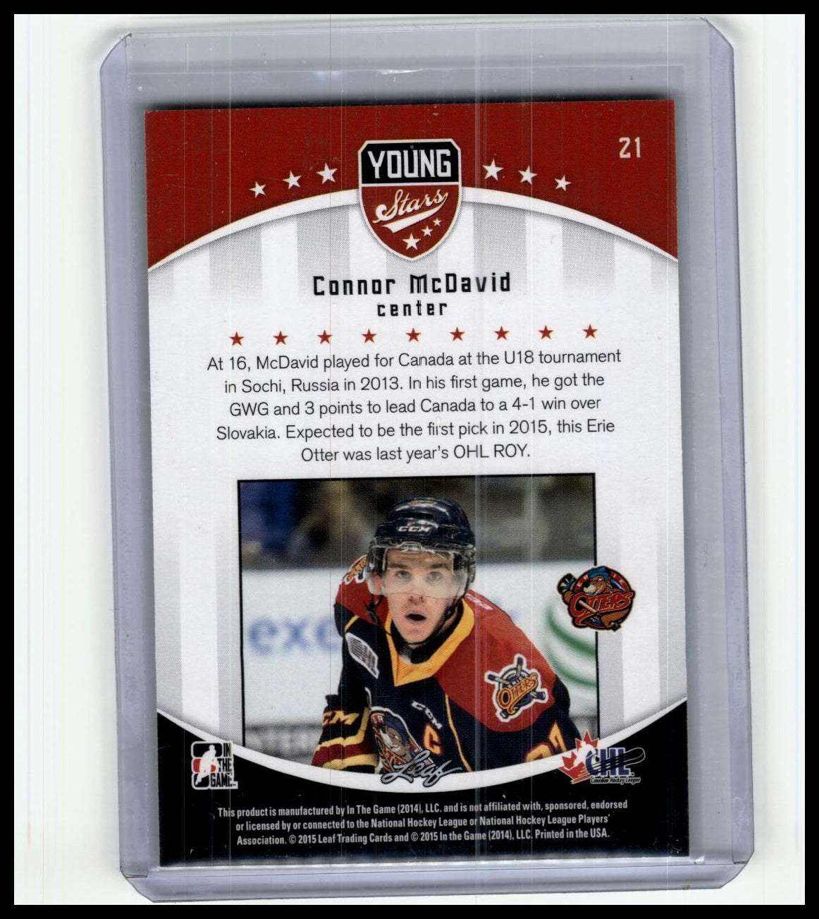 2015 In The Game CHL Draft #21 Connor McDavid