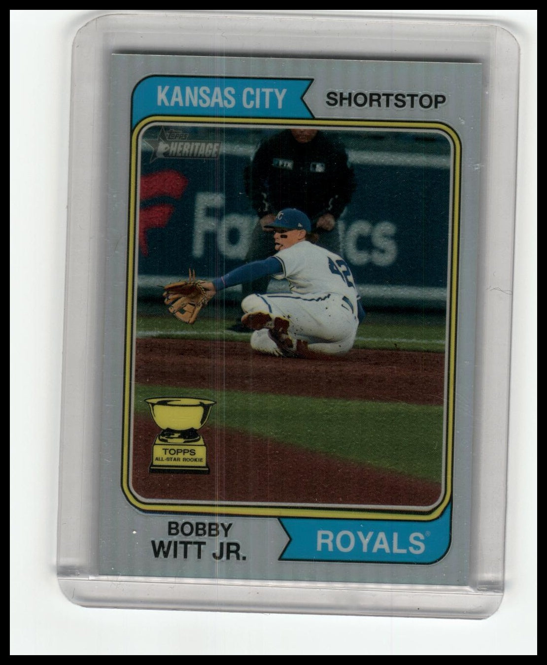 2023 Topps Heritage #85 Bobby Witt Jr. Chrome Silver Refractor #/374
