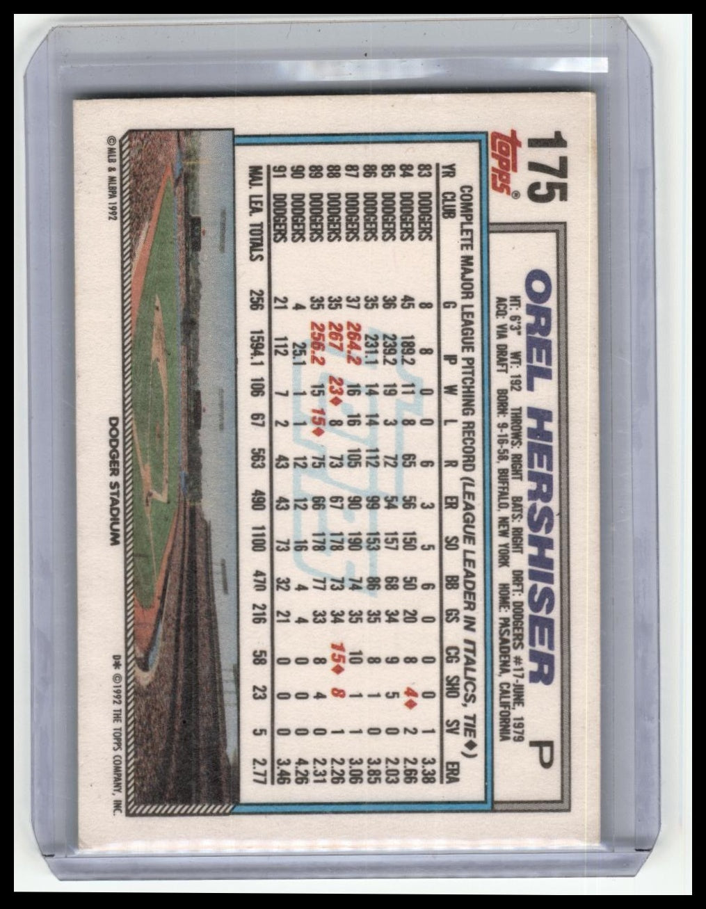 1992 Topps Micro #175 Orel Hershiser