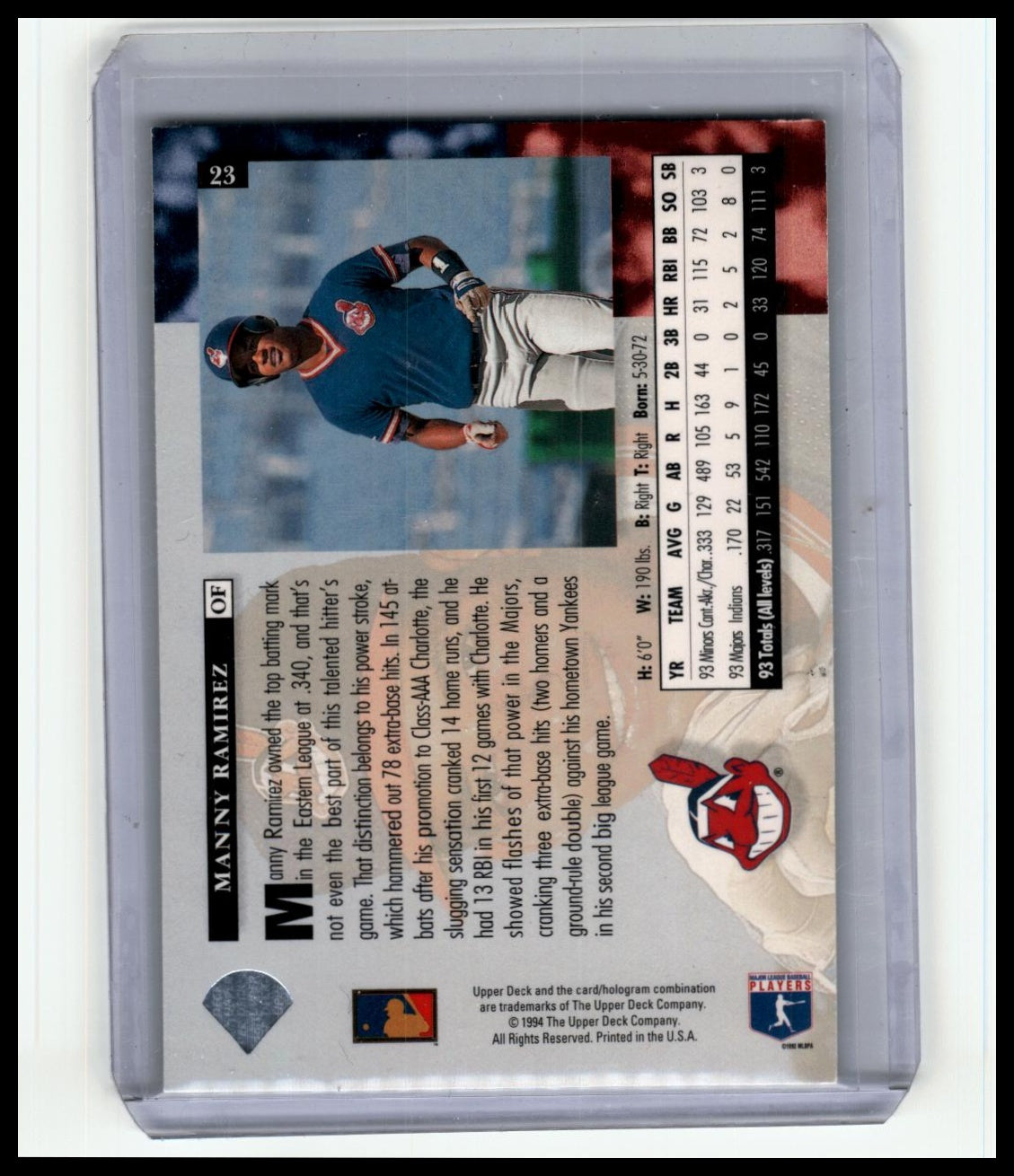 1994 Upper Deck #23 Manny Ramirez Electric Diamond