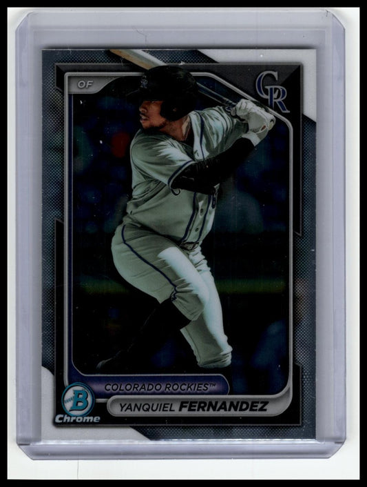 2024 Bowman #BCP-90 Yanquiel Fernandez Chrome Prospects Lunar Glow Refractors