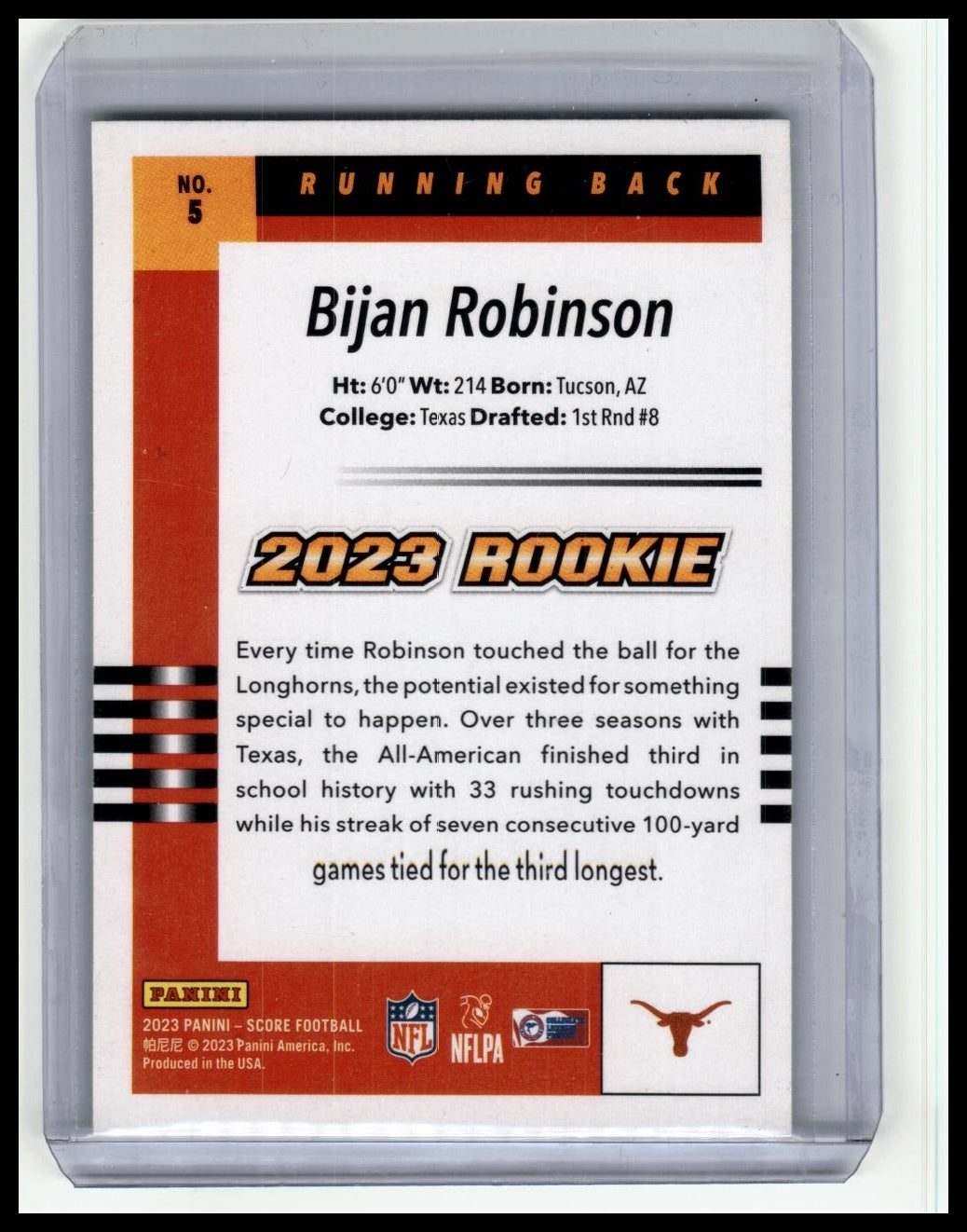 2023 Score #5 Bijan Robinson 2003 Throwback Rookies