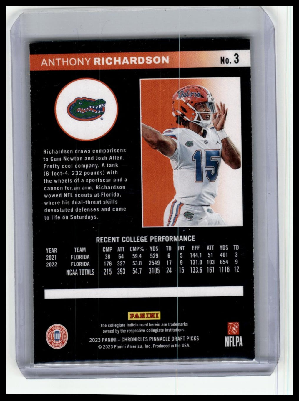 2023 Panini Chronicles Draft Picks #3 Anthony Richardson Pinnacle