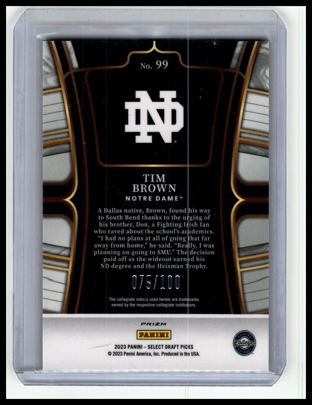 2023 Prizim Tim Brown Numbered