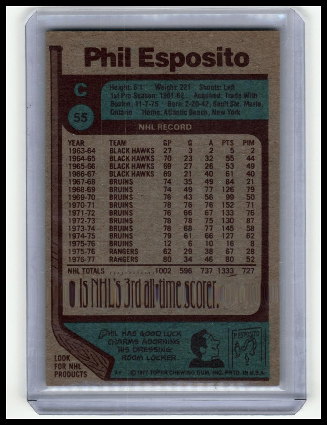 1977-78 Topps #55 Phil Esposito