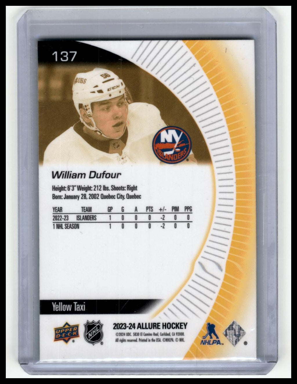 2023-24 Upper Deck Allure #137 William Dufour Confetti