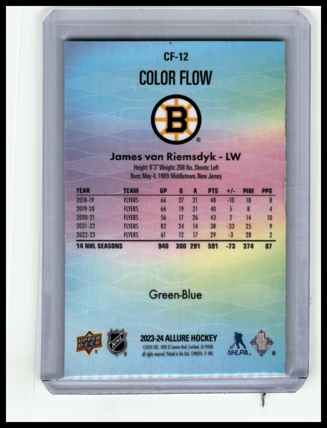 2023-24 Upper Deck Allure #CF-12 James van Riemsdyk Color Flow - Blue-Purple