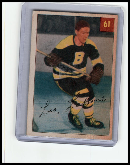 1954-55 Parkhurst #61 Leo Labine Lucky Premium Card