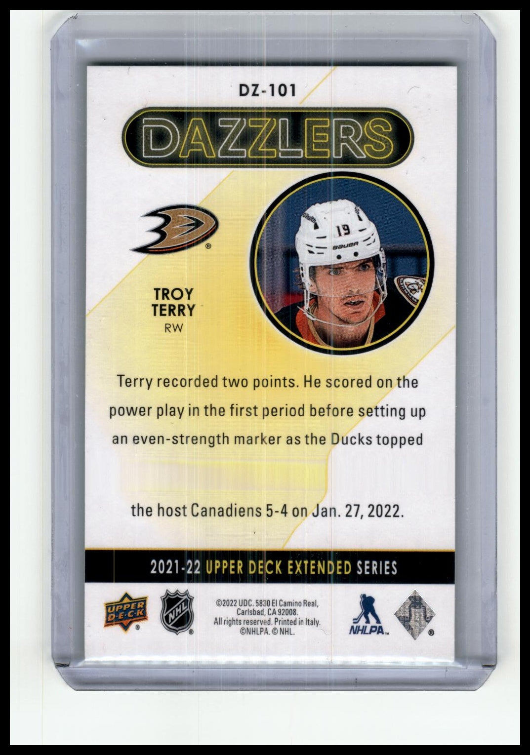 2021-22 Upper Deck #DZ-101 Troy Terry Dazzler