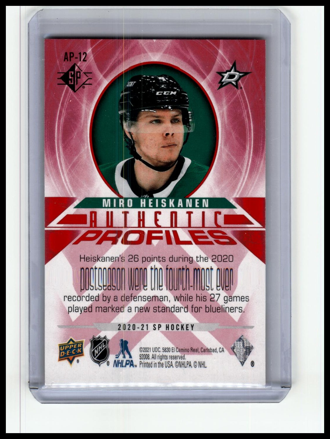 2020-21 Upper Deck SP #AP-12 Miro Heiskanen