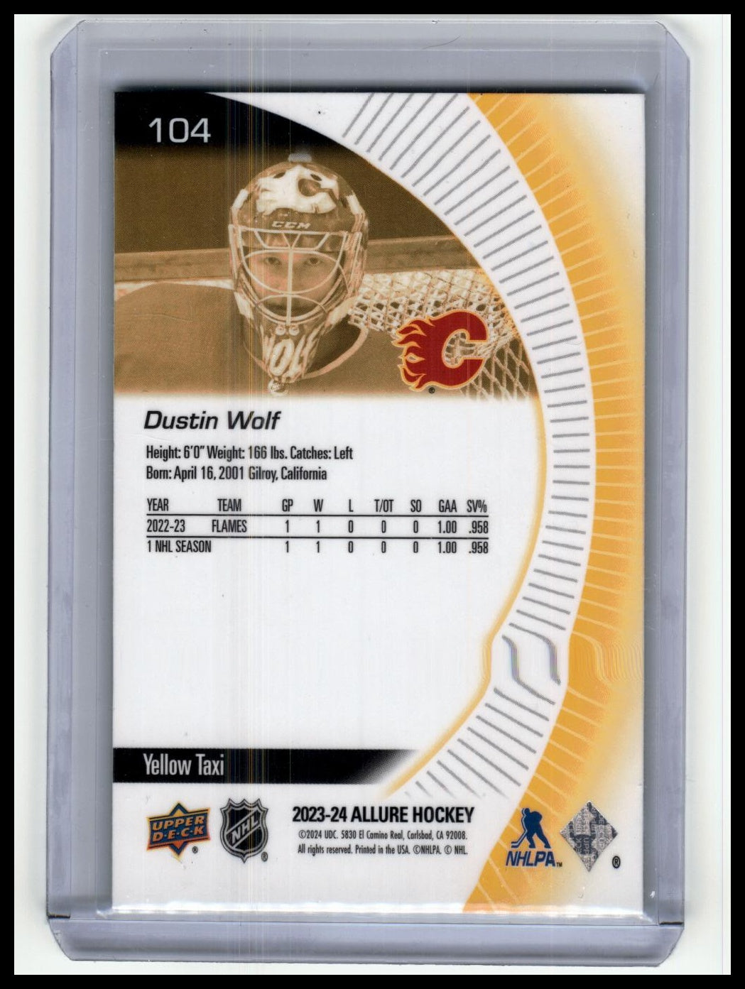 2023-24 Upper Deck Allure #104 Dustin Wolf Blue Line - Auto #/35