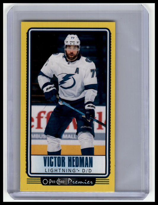 2021-22 O-Pee-Chee #P-21 Victor Hedman O-Pee-Chee Premier Tallboys Yellow Border