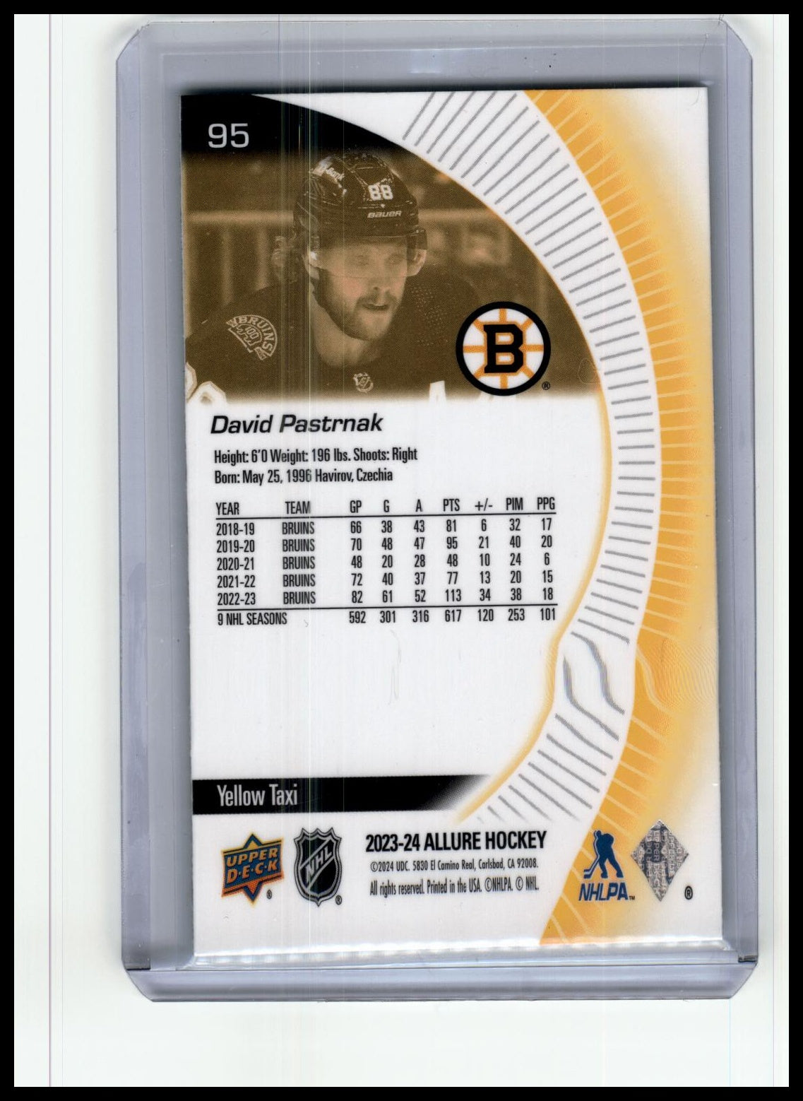 2023-24 Upper Deck Allure #95 David Pastrnak Yellow Taxi