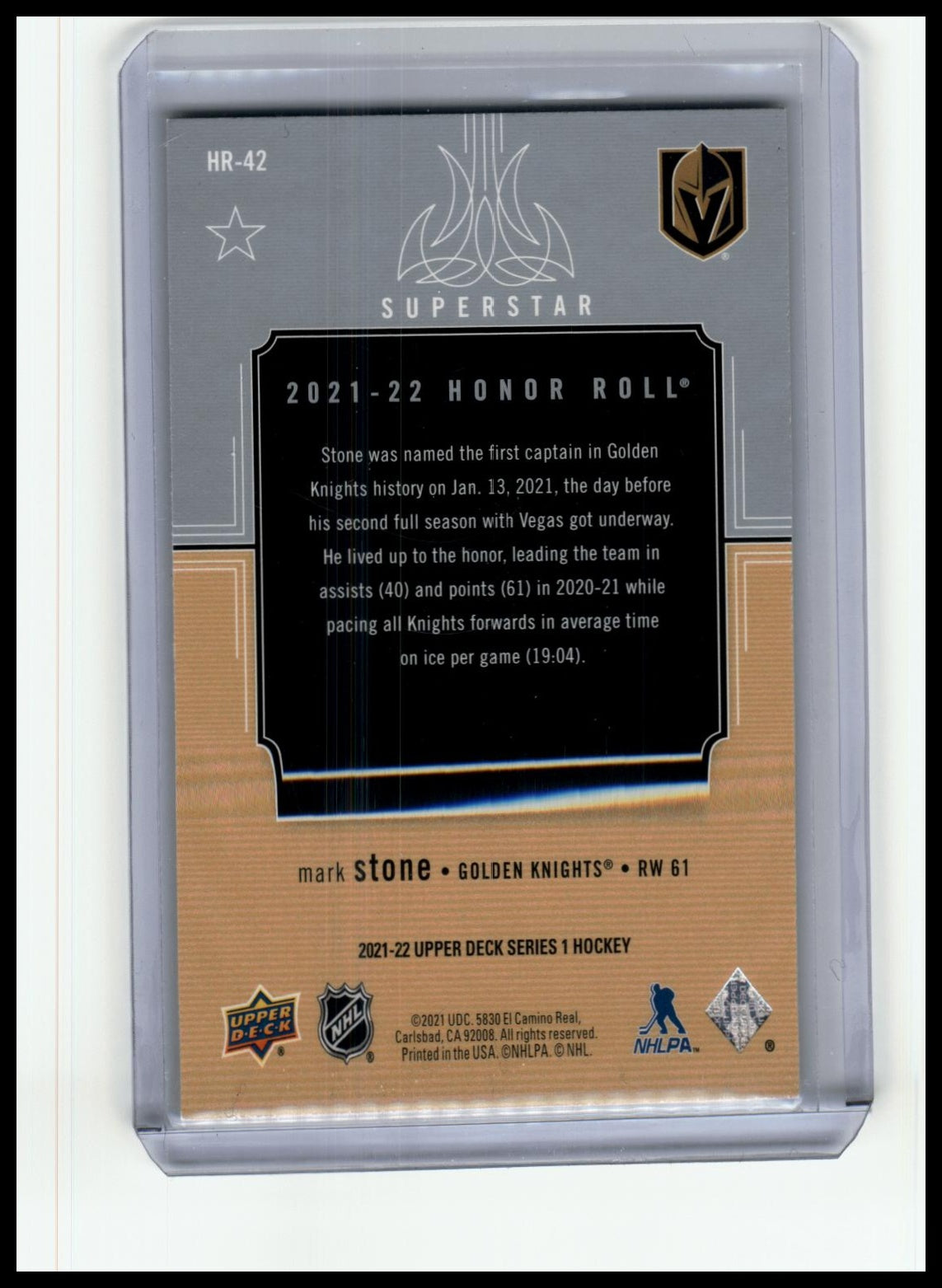 2021-22 Upper Deck #HR-42 Mark Stone Honor Roll